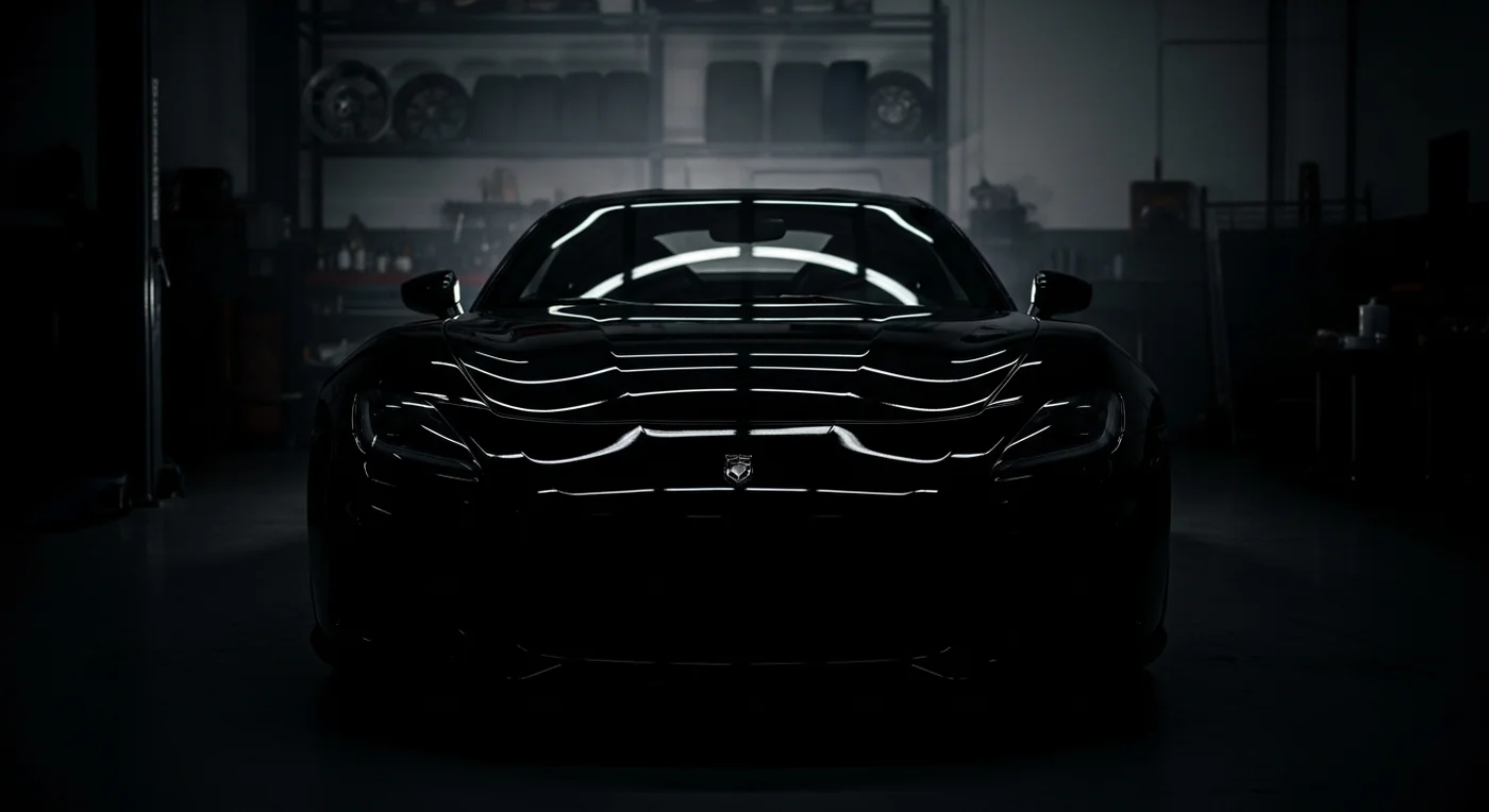 Freshly detailed black sports car